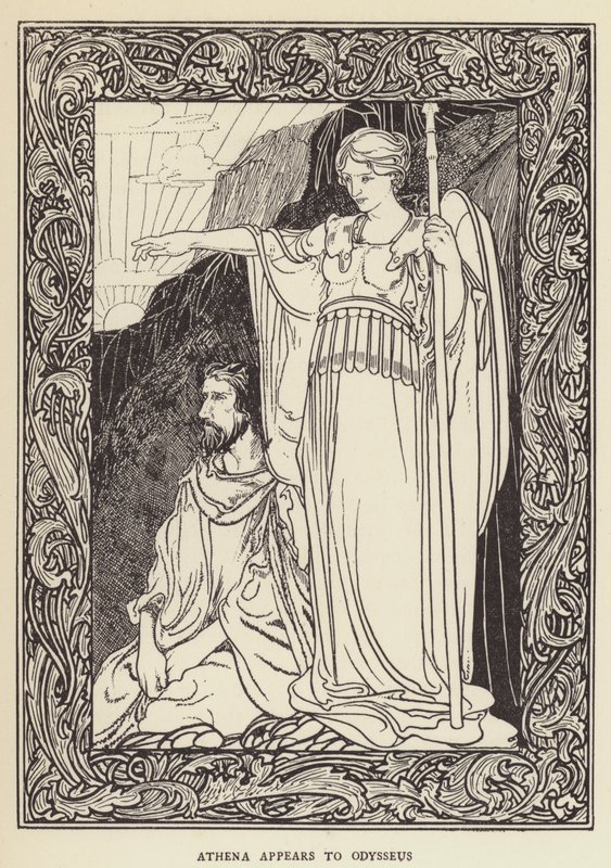 Athena visar sig för Odysseus av Sir John Charles Robinson