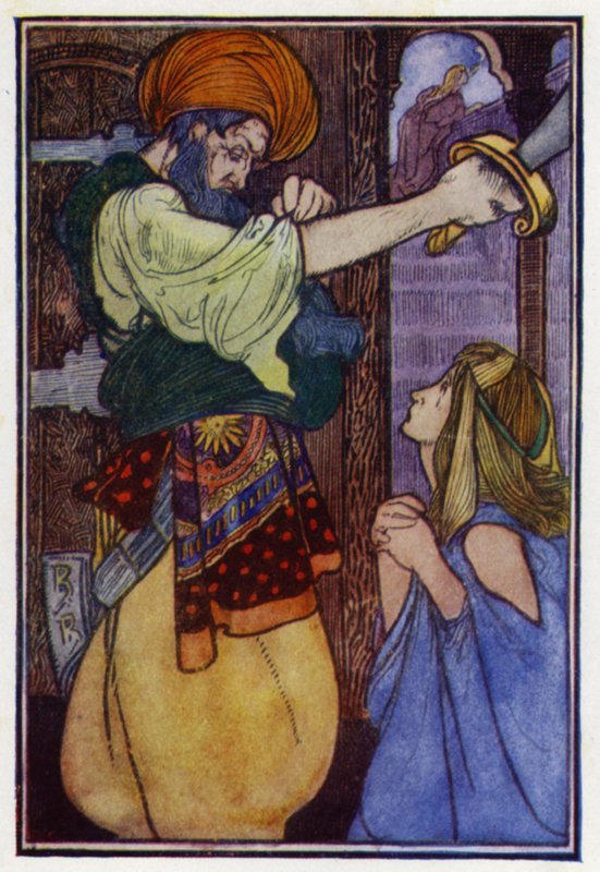 Blått skägg (färg litho) av Charles Robinson