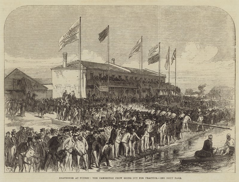 Båthus i Putney, Cambridge Crew går ut för att träna av Sir John Charles Robinson