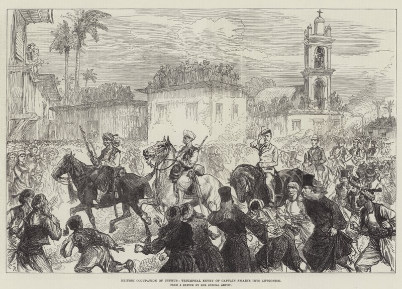 Brittisk ockupation av Cypern, triumferande inträde av kapten Swaine i Levconico av Sir John Charles Robinson