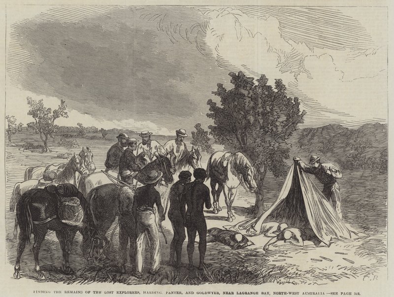 Hitta resterna av de förlorade upptäcktsresandena, Harding, Panter och Goldwyer, nära Lagrange Bay, nordvästra Australien av Sir John Charles Robinson