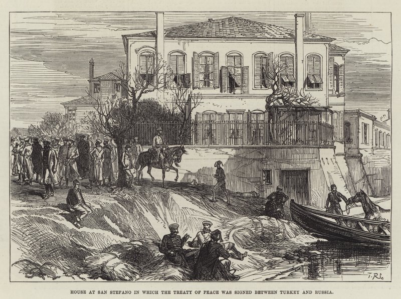 Huset i San Stefano där fredsfördraget undertecknades mellan Turkiet och Ryssland. av Sir John Charles Robinson