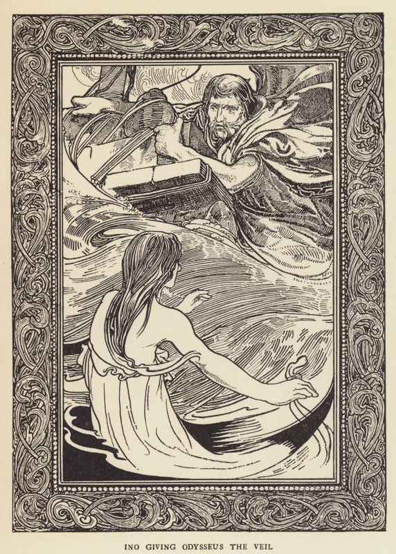 Ino ger Odysseus slöjan av Sir John Charles Robinson