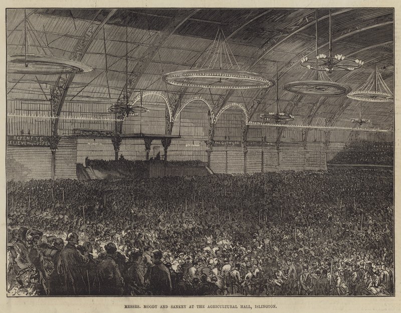 Messers Moody och Sankey vid Agricultural Hall, Islington av Sir John Charles Robinson