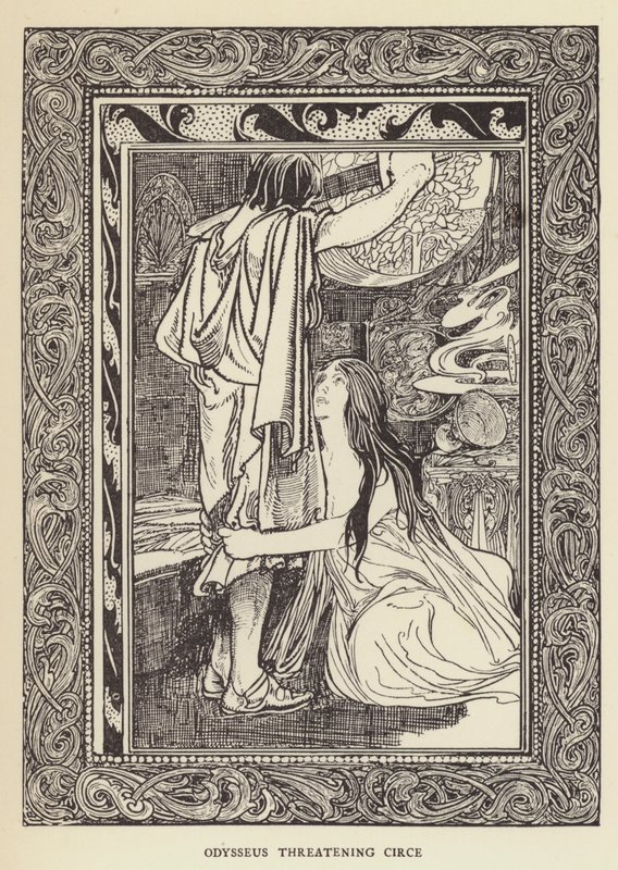 Odysseus hotar Circe av Sir John Charles Robinson