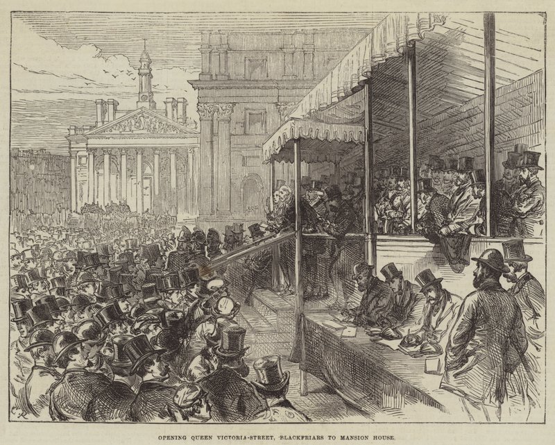 Öppnar Queen Victoria-Street, Blackfriars till Mansion House av Sir John Charles Robinson