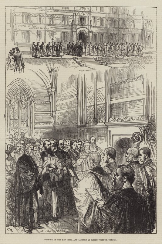 Invigning av den nya salen och biblioteket vid Keble College, Oxford av Sir John Charles Robinson