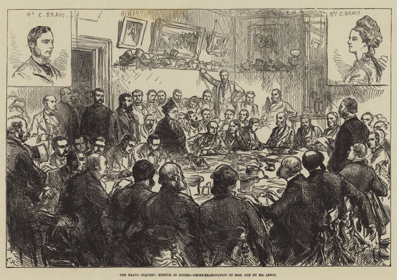 The Bravo Inquest, Skiss in Court, Korsförhör av Mrs Cox av Mr Lewis av Sir John Charles Robinson