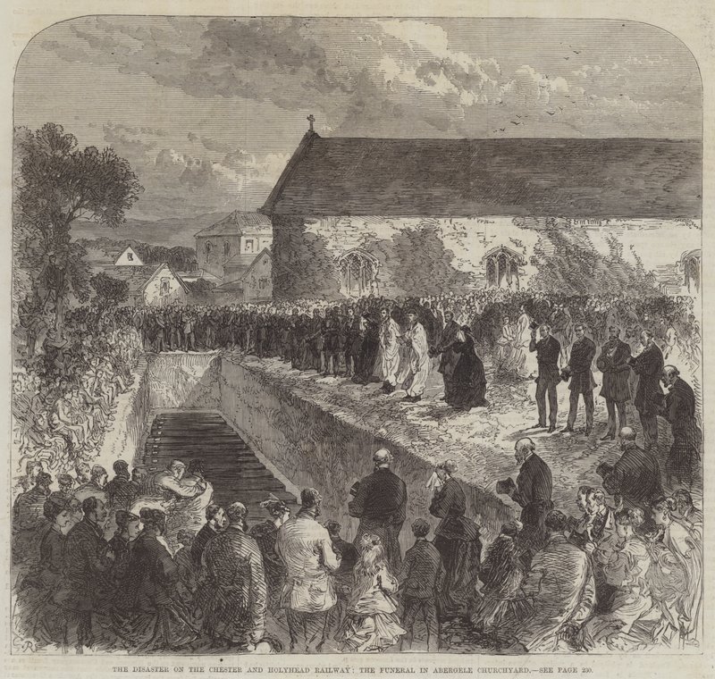Katastrofen på Chester- och Holyheadbanan, begravningen på kyrkogården i Abergele av Sir John Charles Robinson