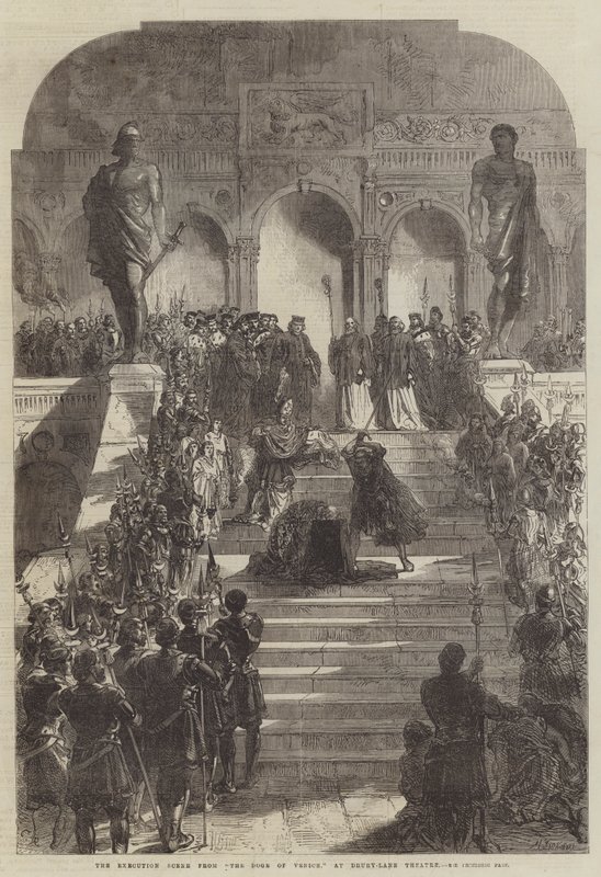 Avrättningsscenen från Doge of Venice, på Drury-Lane Theatre av Sir John Charles Robinson