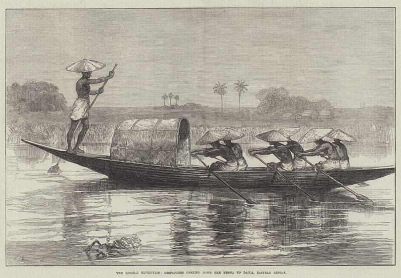 Looshai-expeditionen, försändelser förde ner Megna till Dacca, östra Bengalen av Sir John Charles Robinson