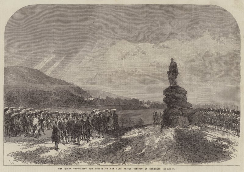 Drottningen avslöjar statyn av den avlidne prinsgemalen i Balmoral av Sir John Charles Robinson