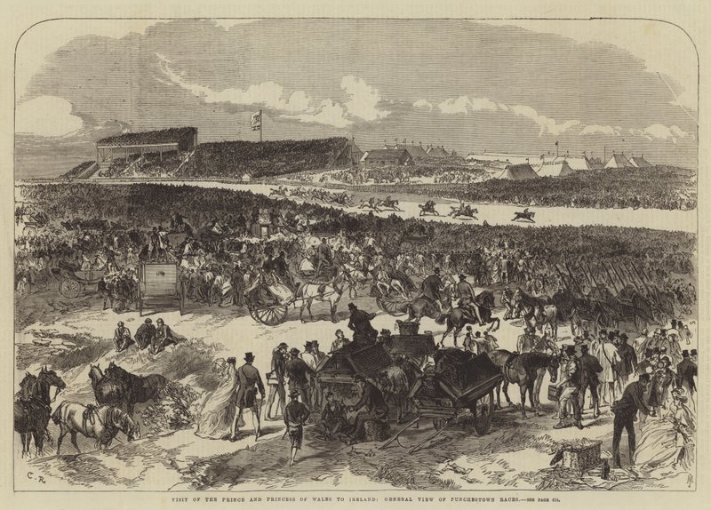 Besök av prinsen och prinsessan av Wales i Irland, General View of Punchestown Races av Sir John Charles Robinson