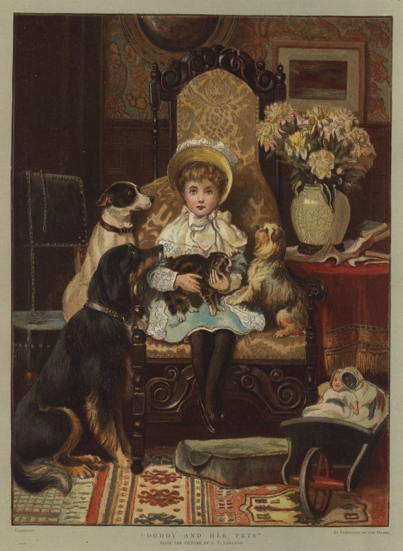 Doddy och hennes husdjur (chromolitho) av Charles Trevor Garland