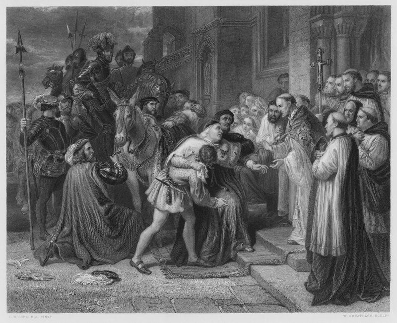 Wolsey i Leicester Abbey, från bilden i Royal Collection (gravyr) av Charles West (after) Cope