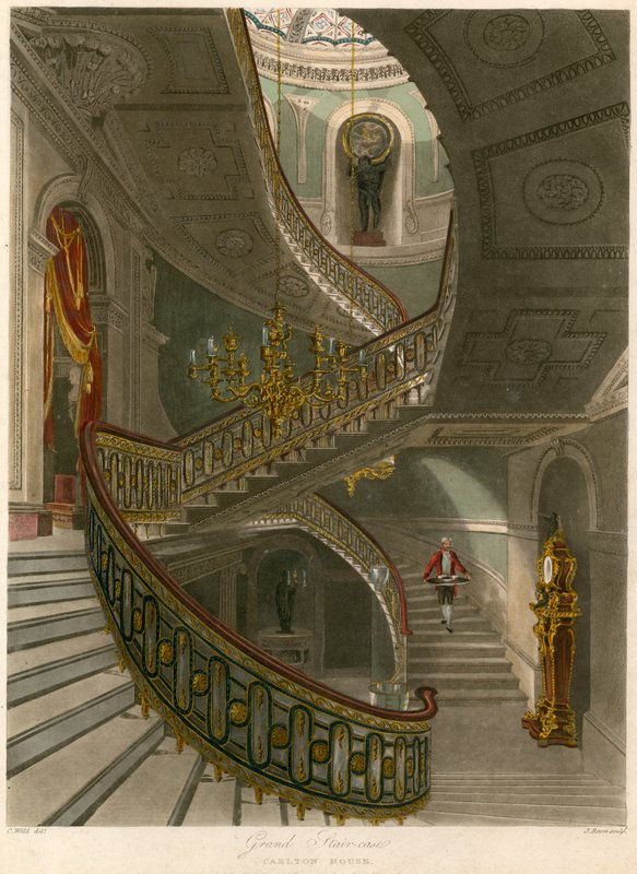 Den stora trappan, Carlton House, London av Charles Wild