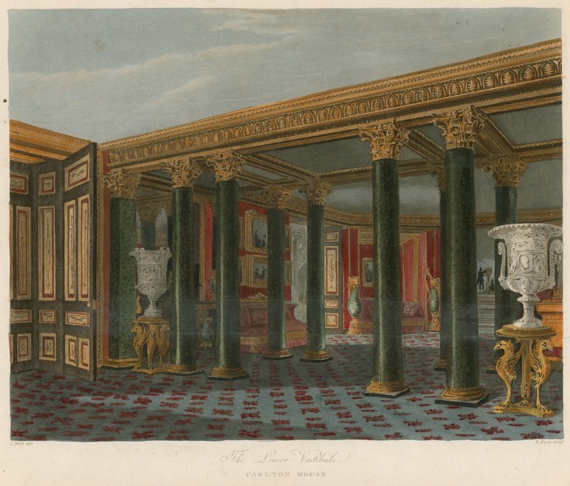 Den nedre vestibulen, Carlton House, London av Charles Wild