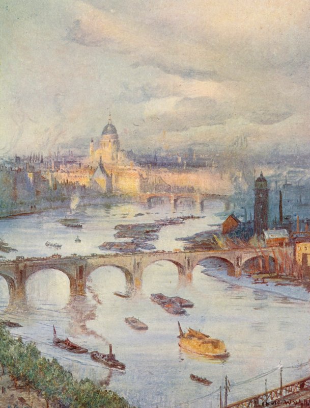 City of London sett från National Liberal Club (färglitografi) av Charles William Wyllie