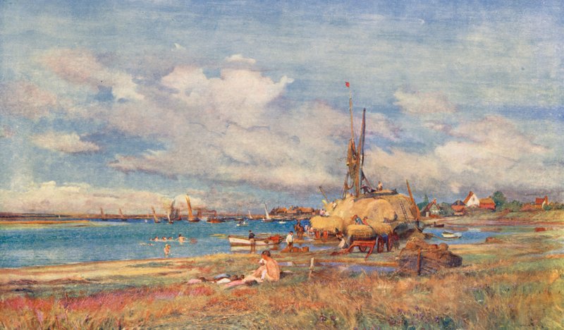 West Mersea, Mersea Island, Essex (färglitografi) av Charles William Wyllie