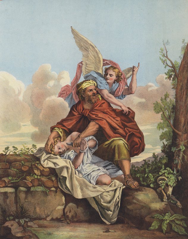 Ängeln ingrep för att hindra Abraham från att offra sin son Isak av Charles after Le Brun