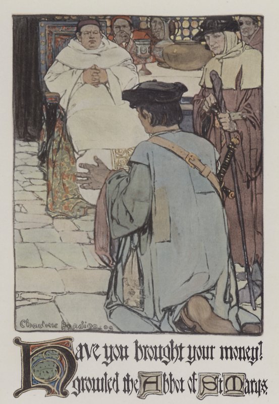 Illustration för Robin Hood (färg litho) av Charlotte Harding
