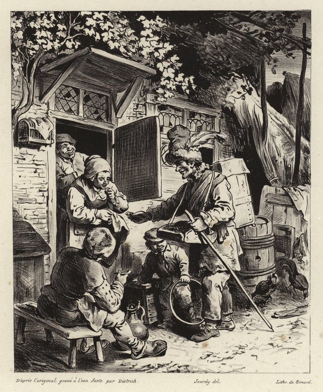 Gatuförsäljare som ringer till ett hus av Christian Wilhelm Ernst Dietrich