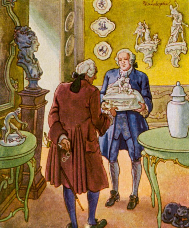 Porzellankabinett / Porslinskabinett (färglitografi) av Christophe (1856 1945)