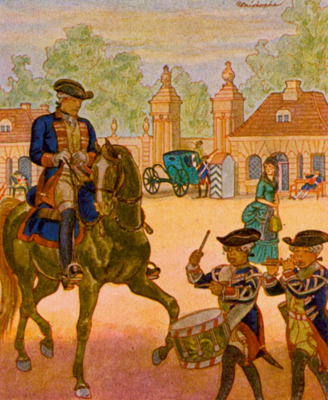 Wache Am Brandenburger Tor / Vakt vid Brandenburger Tor (färglitografi) av Christophe (1856 1945)