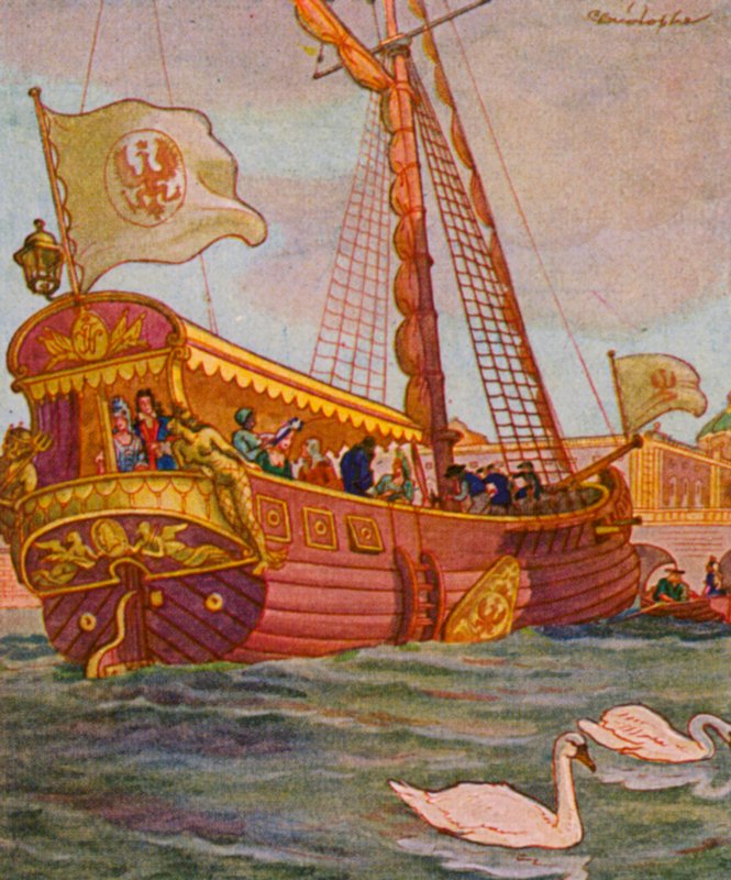 Lustyacht / Pleasure Yacht (färglitografi) av Christophe (1856 1945)