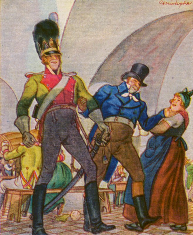 Munchener Bierkeller / Münchens ölkällare (färglitografi) av Christophe (1856 1945)