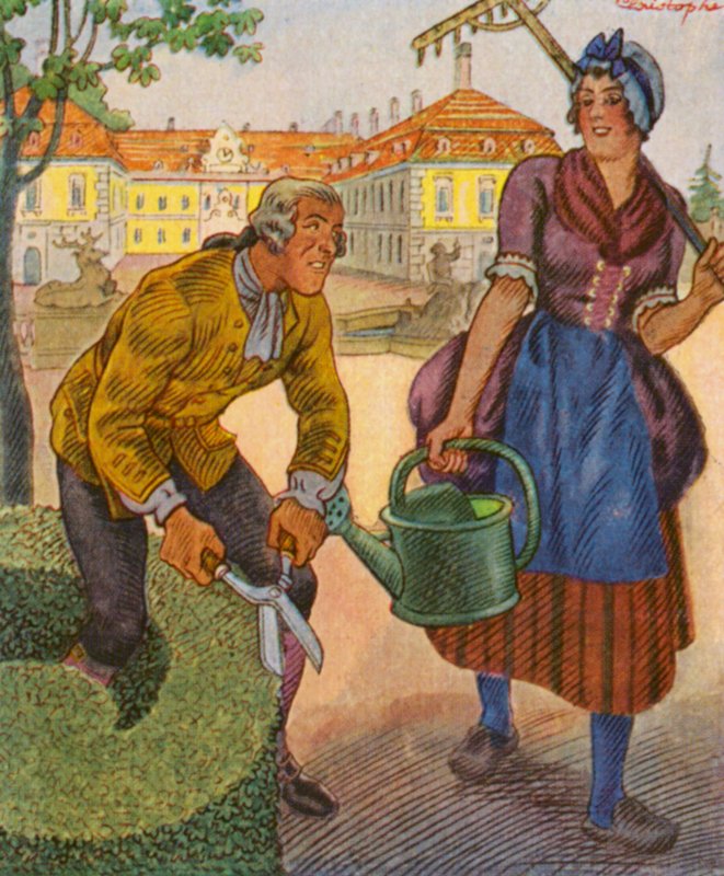 Schlossgartner / Slottsträdgårdsmästare (färglitografi) av Christophe (1856 1945)