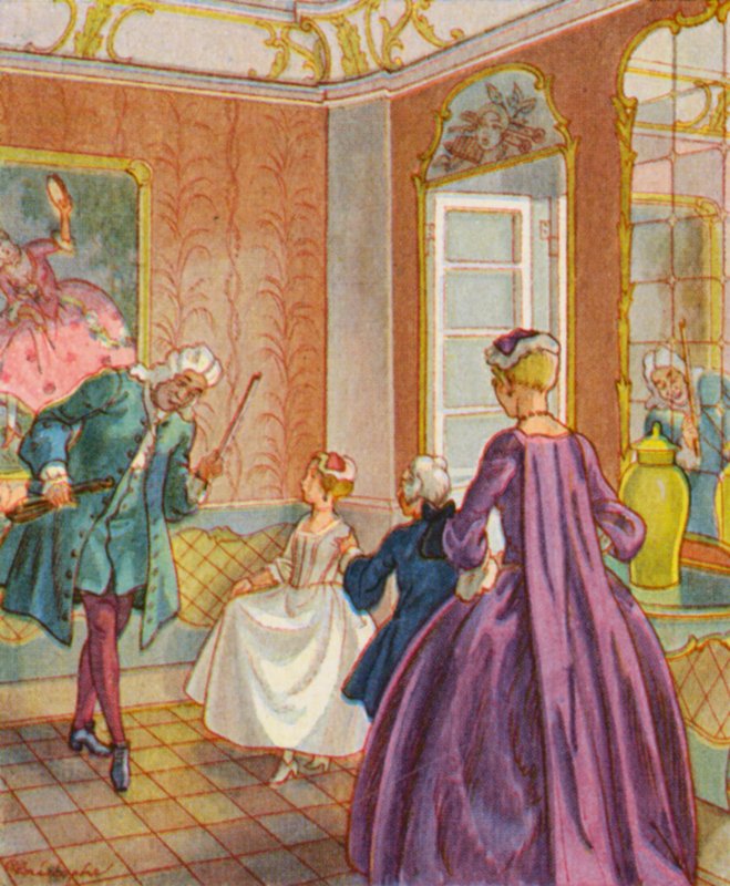 Tanzstunde / Danslektion (färglitografi) av Christophe (1856 1945)
