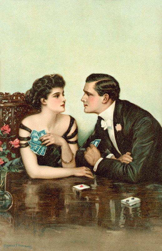 Par som spelar kort av Clarence F. Underwood