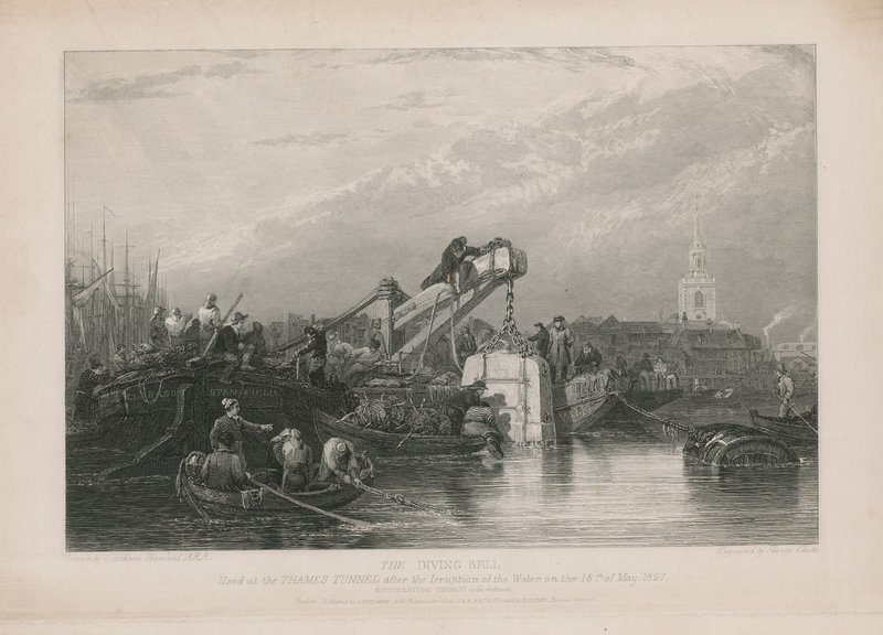 Dykklocka som används vid Thames Tunnel av Clarkson Frederick Stanfield