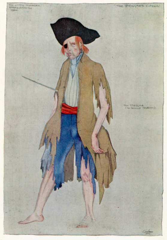Tiggarens opera, Tiggaren (färg litho) av Claud Lovat Fraser