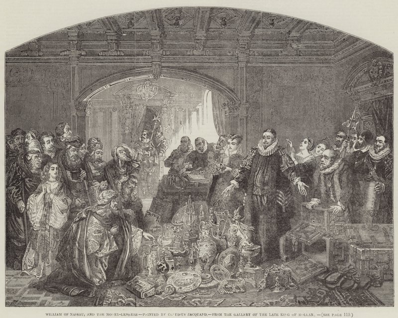 William av Nassau, och pengalångivarna, från den framlidne kungen av Hollands galleri av Claude Jacquand