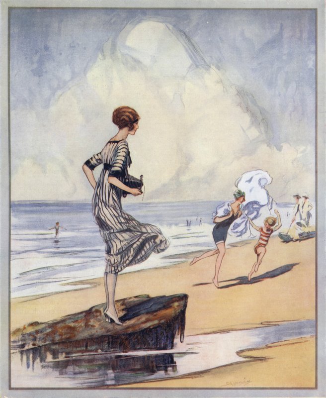 Strandscen, affischdesign för Kodak (färg litho) av Claude Shepperson