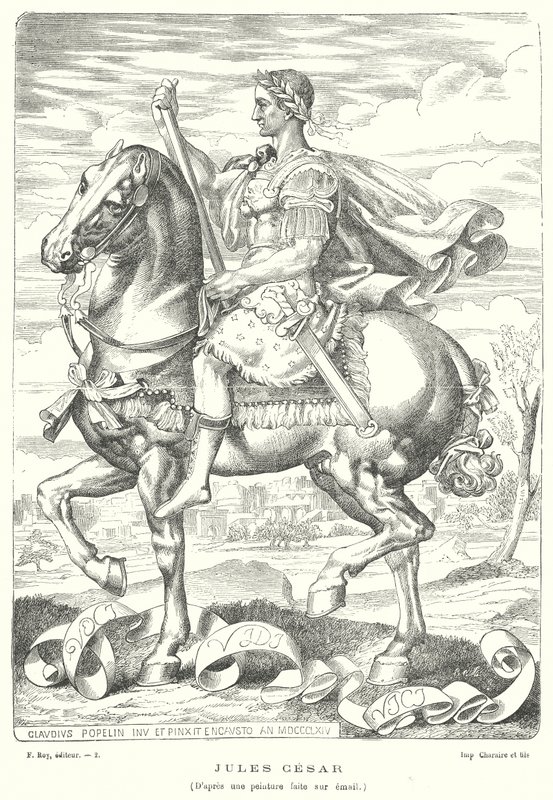 Julius Caesar, romersk soldat och politiker (gravyr) av Claudius Popelin