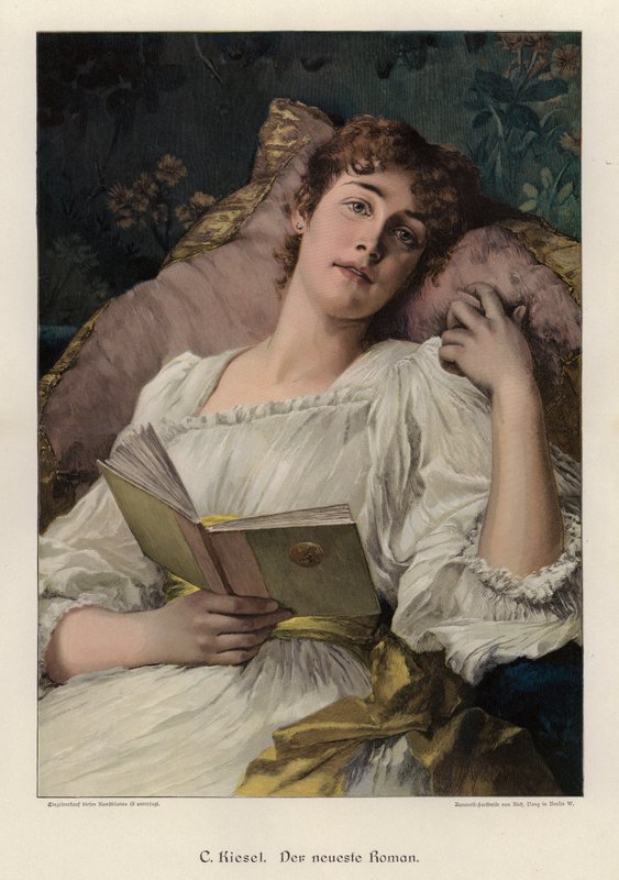 Den senaste romanen (färgad gravyr) av Conrad Kiesel