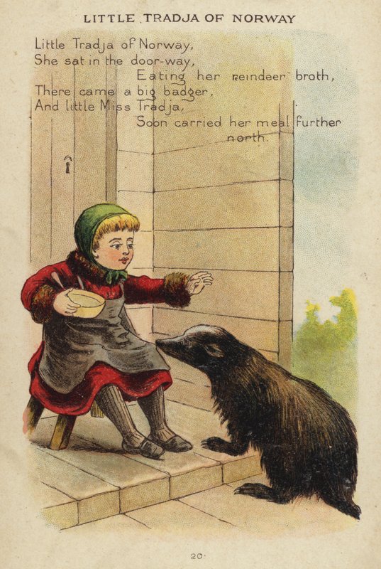 Nursery rim: Little Tradja Of Norway (chromolitho) av Constance Haslewood