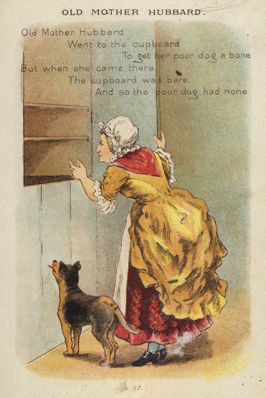 Nursery rim: Old Mother Hubbard (chromolitho) av Constance Haslewood