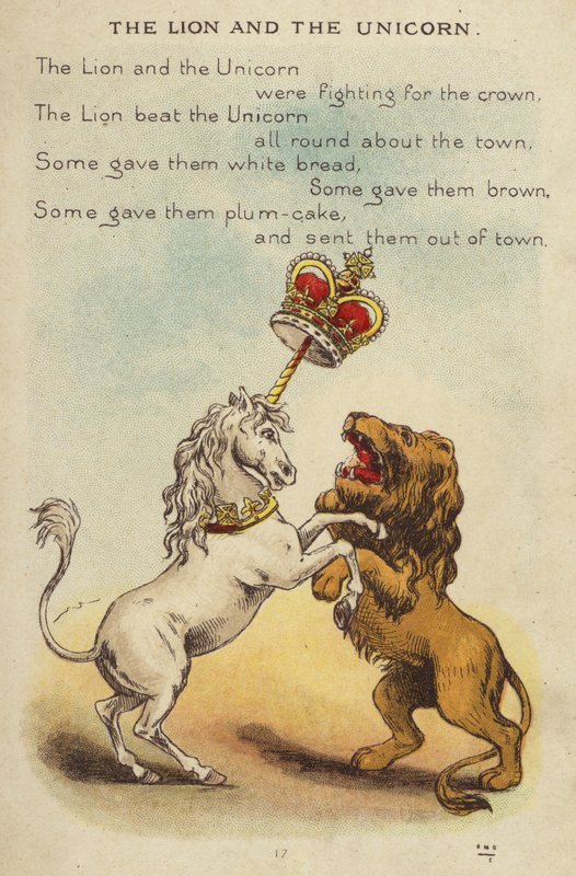Nursery rim: The Lion And The Unicorn (chromolitho) av Constance Haslewood