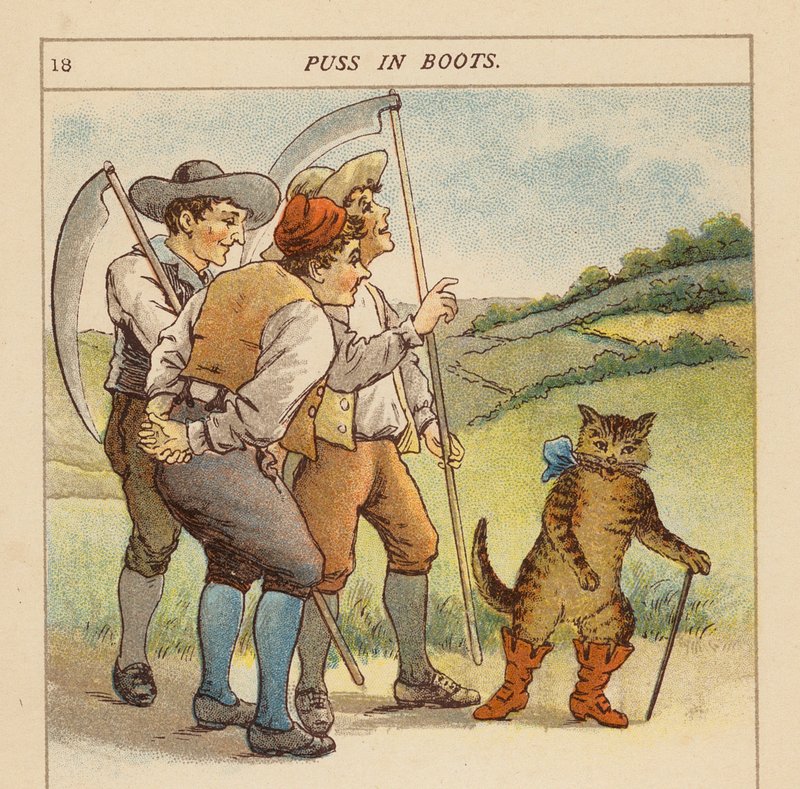 Mästerkatten i stövlar (färglitografi) av Constance Haslewood