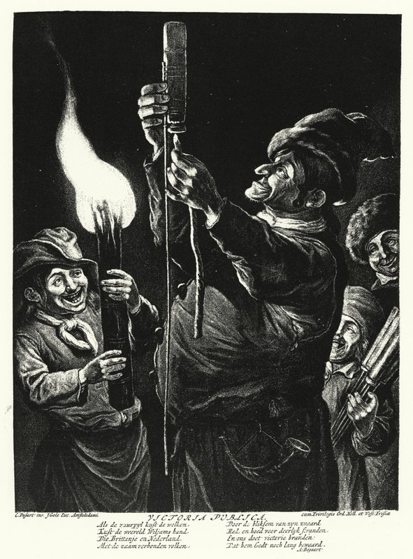 Allmänheten uttrycker sin glädje över tillfångatagandet av Namur av William III av England av Cornelis Dusart