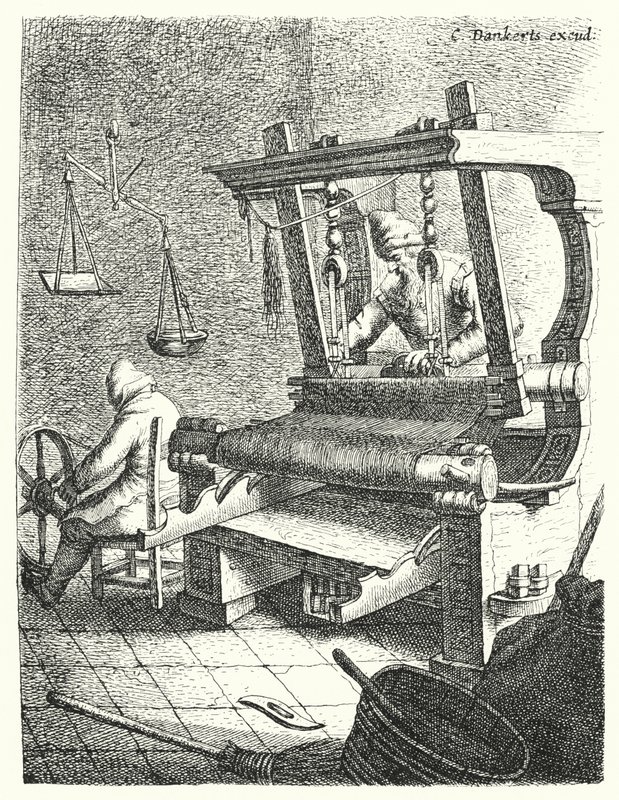 The Weaver (gravyr) av Cornelis I Danckerts