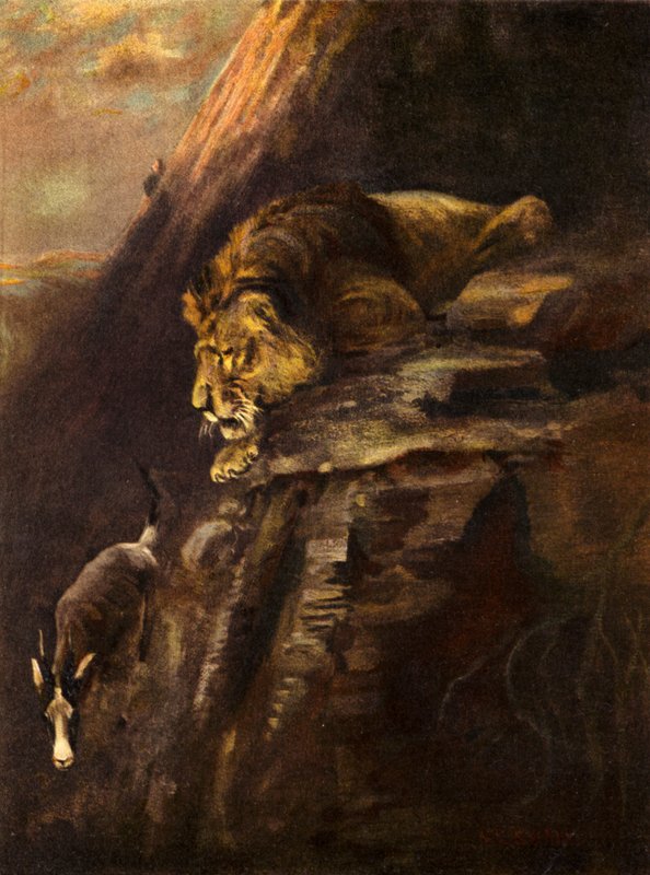 Ett språng för livet (färg litho) av Cuthbert Edmund Swan