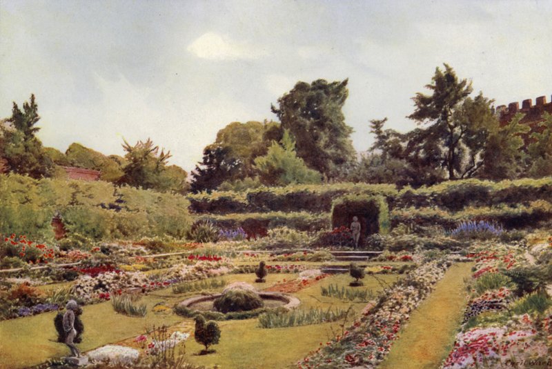 The Old Pond Garden, Hampton Court (litho i färg) av Cyril Ward