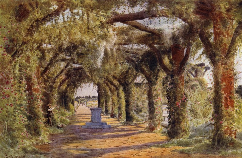 Pergolan, Sandringham (färg litho) av Cyril Ward