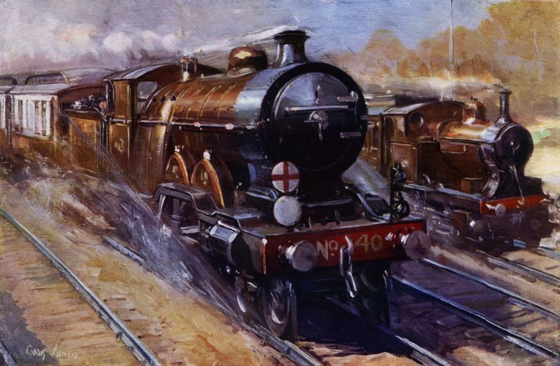Southern Belle transporterar Pullman-vagnar på London, Brighton och South Coast Railways expresstrafik från London till Brighton (färg litho) av Cyrus (after) Cuneo