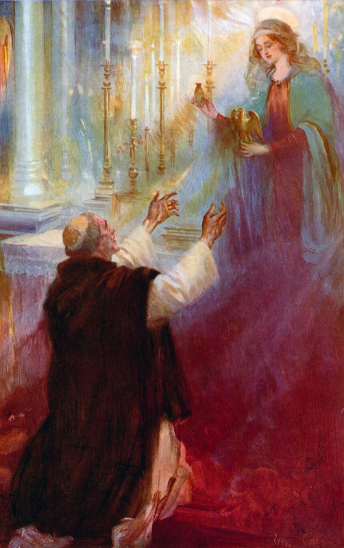 Legenden om kröningsoljan och ampullan, Jungfrun som visar sig för Thomas A Becket av Cyrus Cuneo